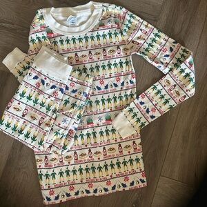 Kids ELF Holiday Pajamas - Cream with Festive Print